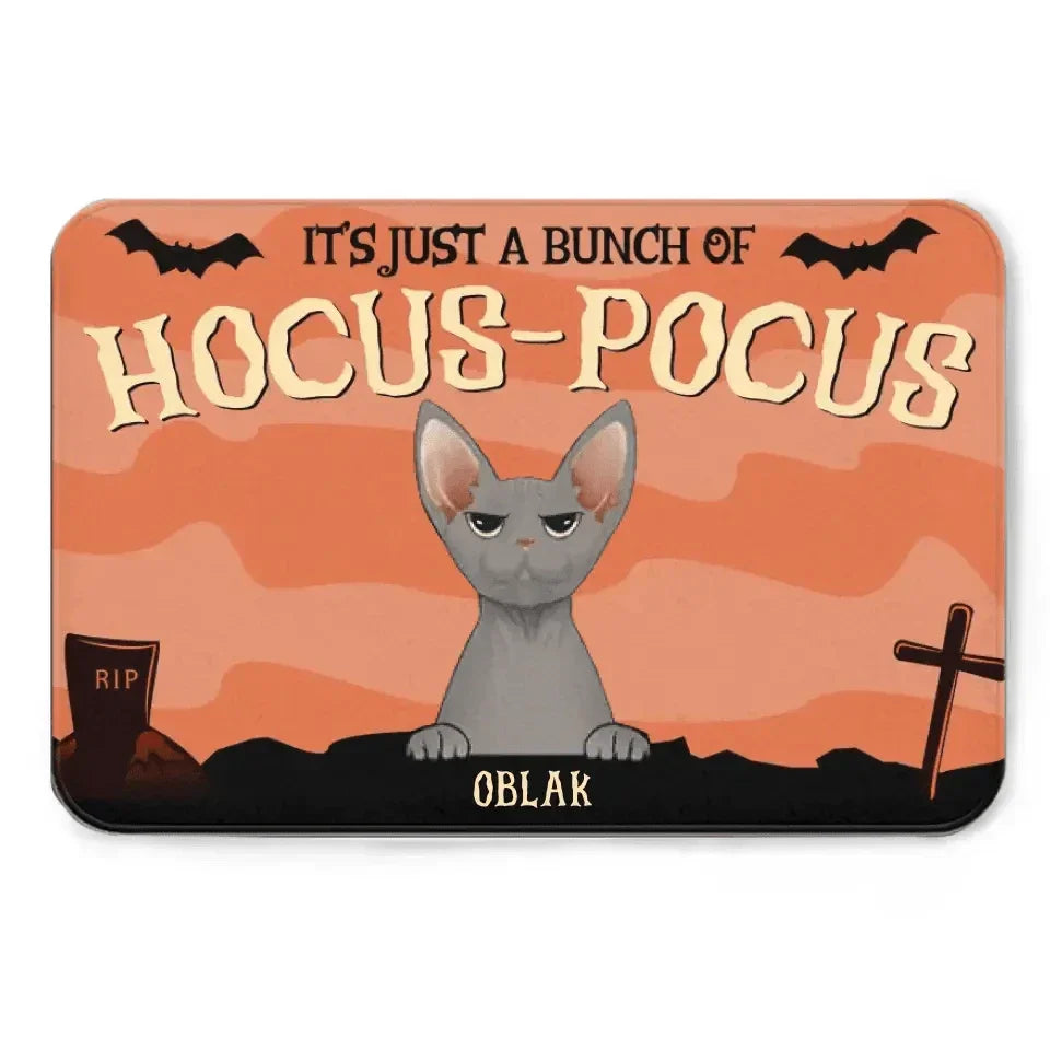 Custom Halloween For Cats Doormat - Personalized Just A Bunch Of Hocus Pocus Decorative Mat - Gift For Pet Lovers - Joliny