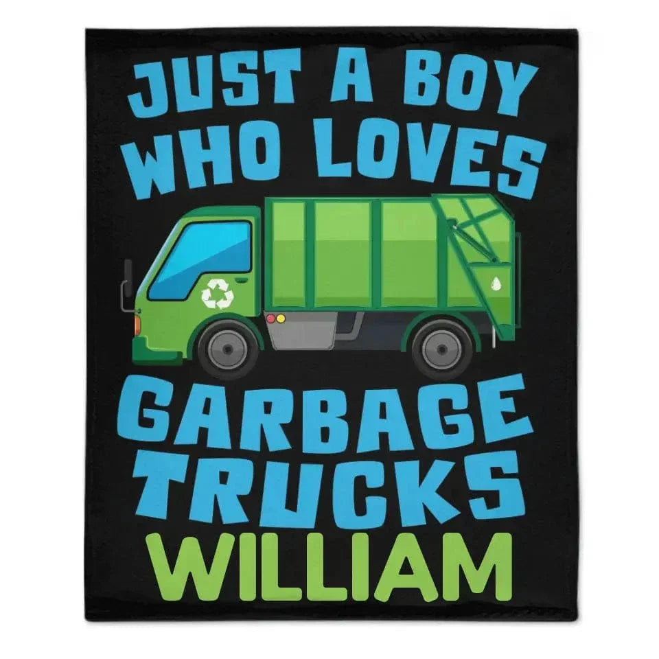Custom Just A Boy Who Loves Garbage Truck Blanket with Name, Best Gifts for Family and Friends - Joliny
