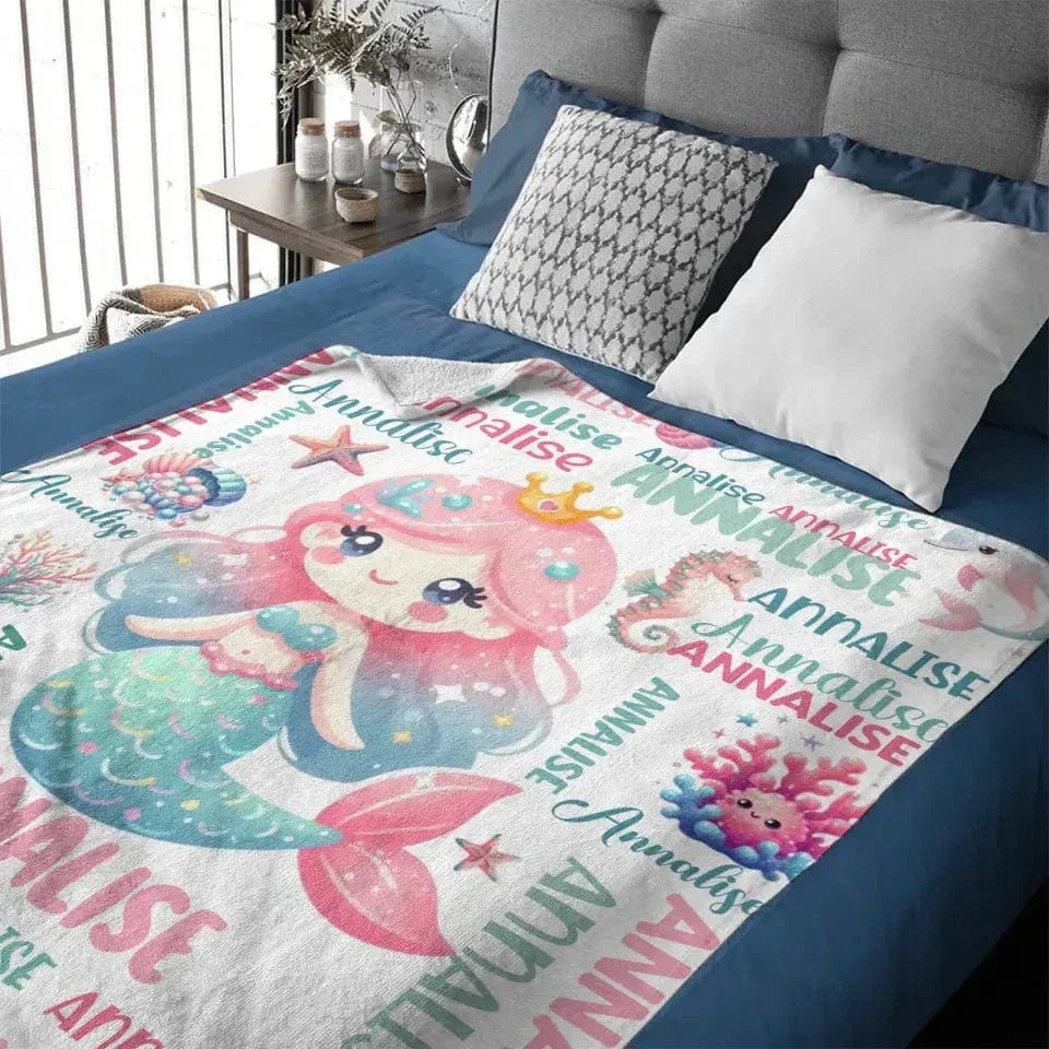 Custom Mermaid Blanket With Baby Names For Boys And Girls - Joliny