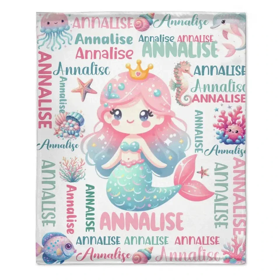 Custom Mermaid Blanket With Baby Names For Boys And Girls - Joliny