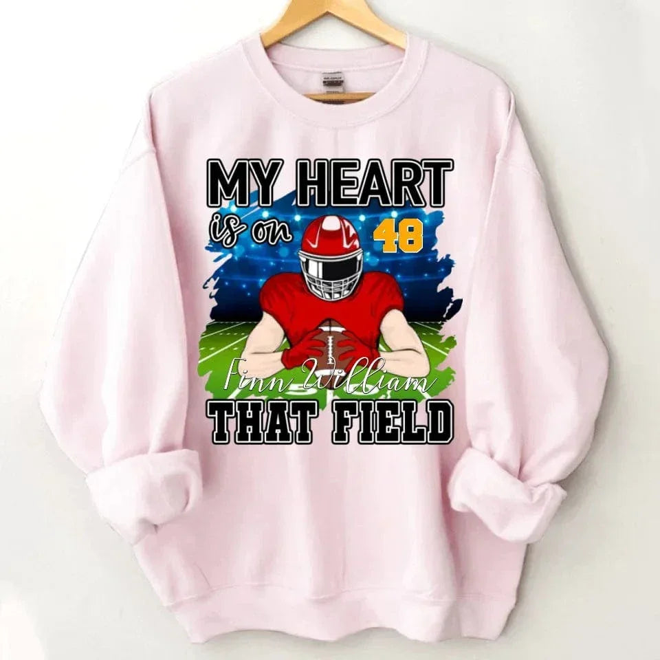 Customised My Heart Is On That Field Theme Clothes - Personalised Football Sweatshirt - Gifts for Football Fans - Joliny