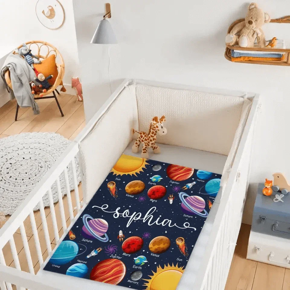 Custom Name Baby Blanket, Space Planets Galaxy Blanket - Joliny
