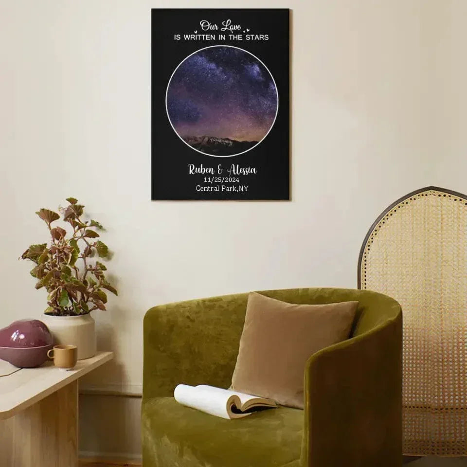Custom Night Sky Map Canvas Wall Art - Personalized Anniversary Gift - Joliny