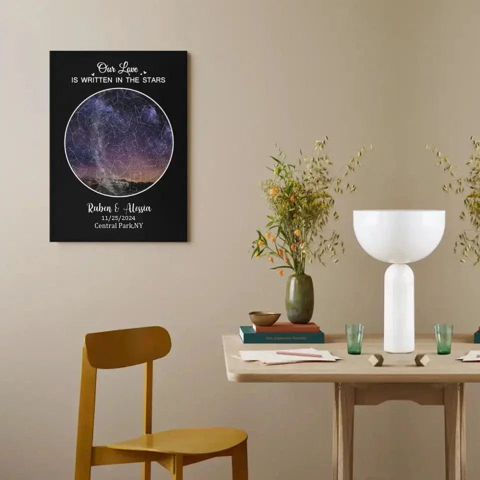 Custom Night Sky Map Canvas Wall Art - Personalized Anniversary Gift - Joliny