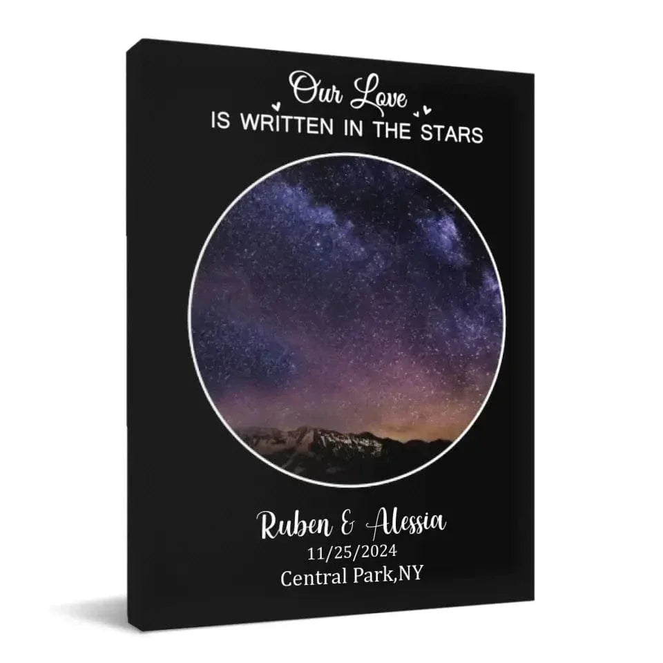 Custom Night Sky Map Canvas Wall Art - Personalized Anniversary Gift - Joliny