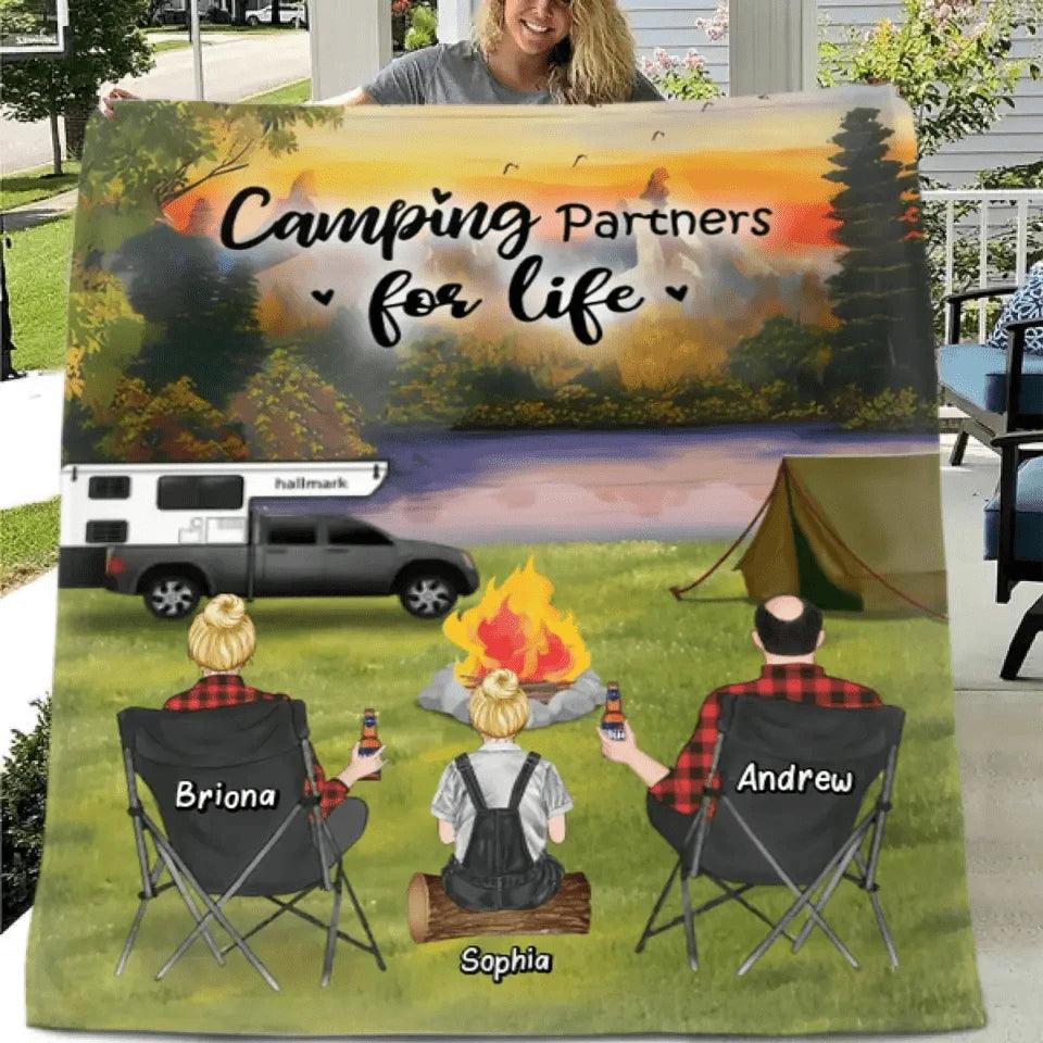 Custom Personalized Camping Blanket - Parents Upto 3 Kids - Gift Idea For The Whole Family - Joliny