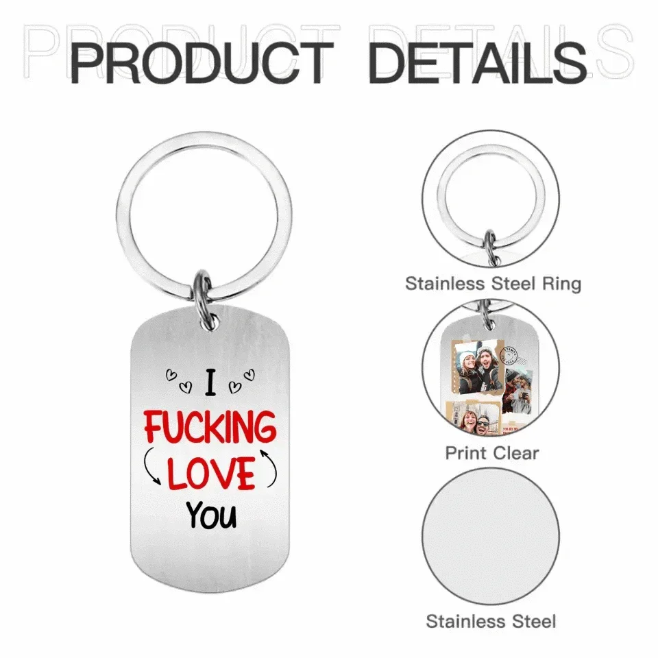 Custom Personalized Couple Photo Aluminum Keychain - I Love You - Joliny