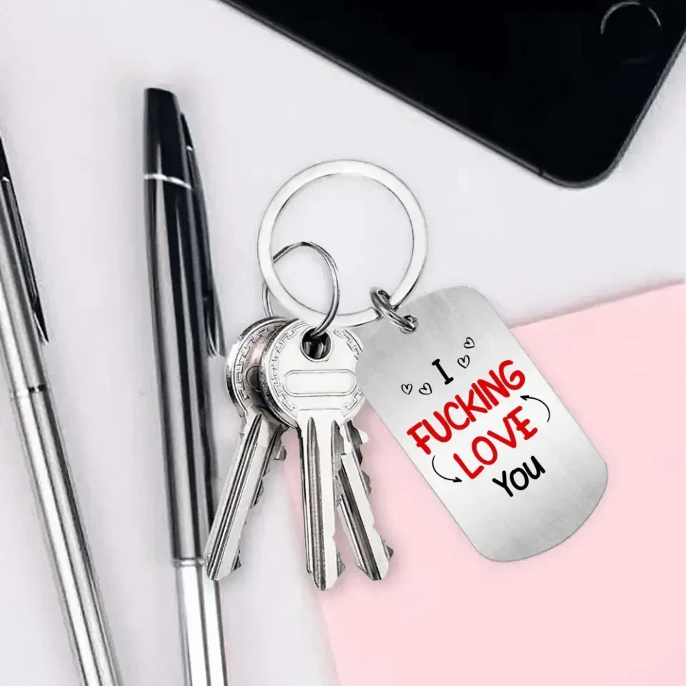 Custom Personalized Couple Photo Aluminum Keychain - I Love You - Joliny