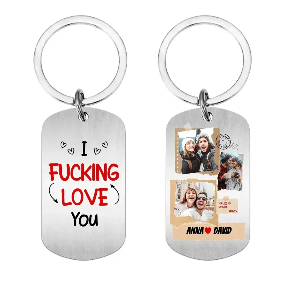 Custom Personalized Couple Photo Aluminum Keychain - I Love You - Joliny