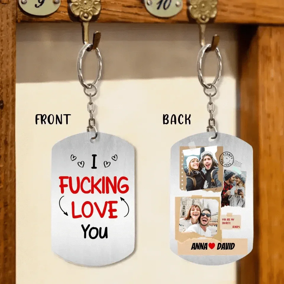 Custom Personalized Couple Photo Aluminum Keychain - I Love You - Joliny