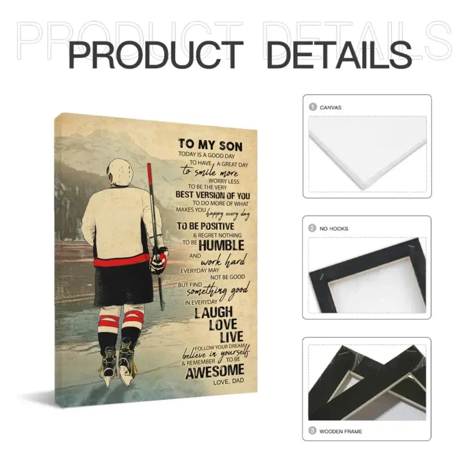 Custom Personalized Ice Hockey Canvas Wall Art - Hockey Gifts, Gifts For Hockey Players And My Son - Joliny