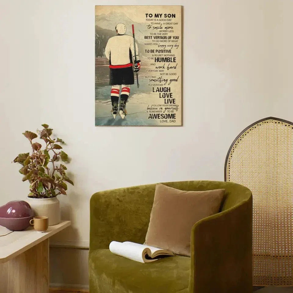 Custom Personalized Ice Hockey Canvas Wall Art - Hockey Gifts, Gifts For Hockey Players And My Son - Joliny