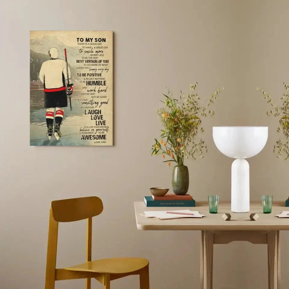 Custom Personalized Ice Hockey Canvas Wall Art - Hockey Gifts, Gifts For Hockey Players And My Son - Joliny