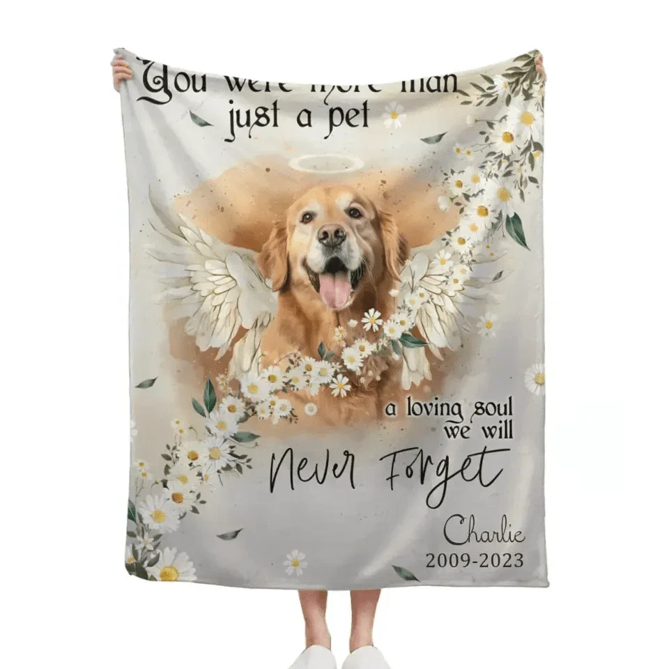 Custom Personalized Memorial Pet Photo Blanket - Memorial Gift Idea for Dog/Cat Owners - You Were More Than Just A Pet - Joliny