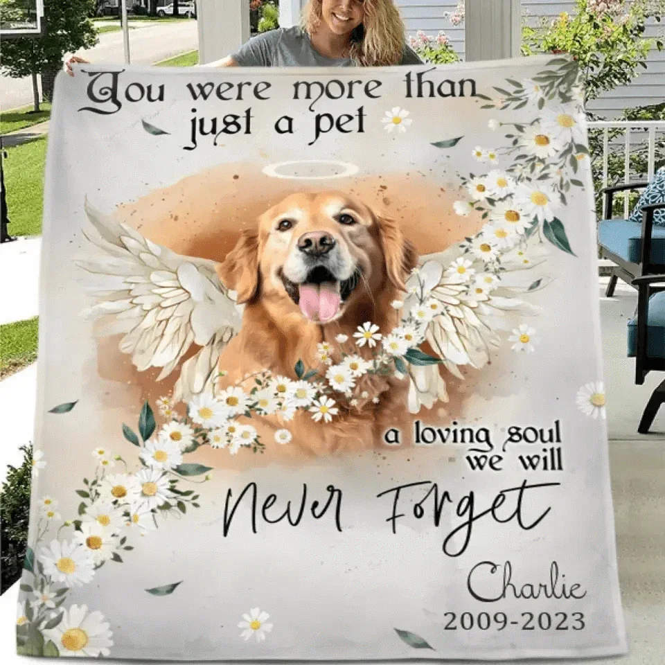 Custom Personalized Memorial Pet Photo Blanket - Memorial Gift Idea for Dog/Cat Owners - You Were More Than Just A Pet - Joliny