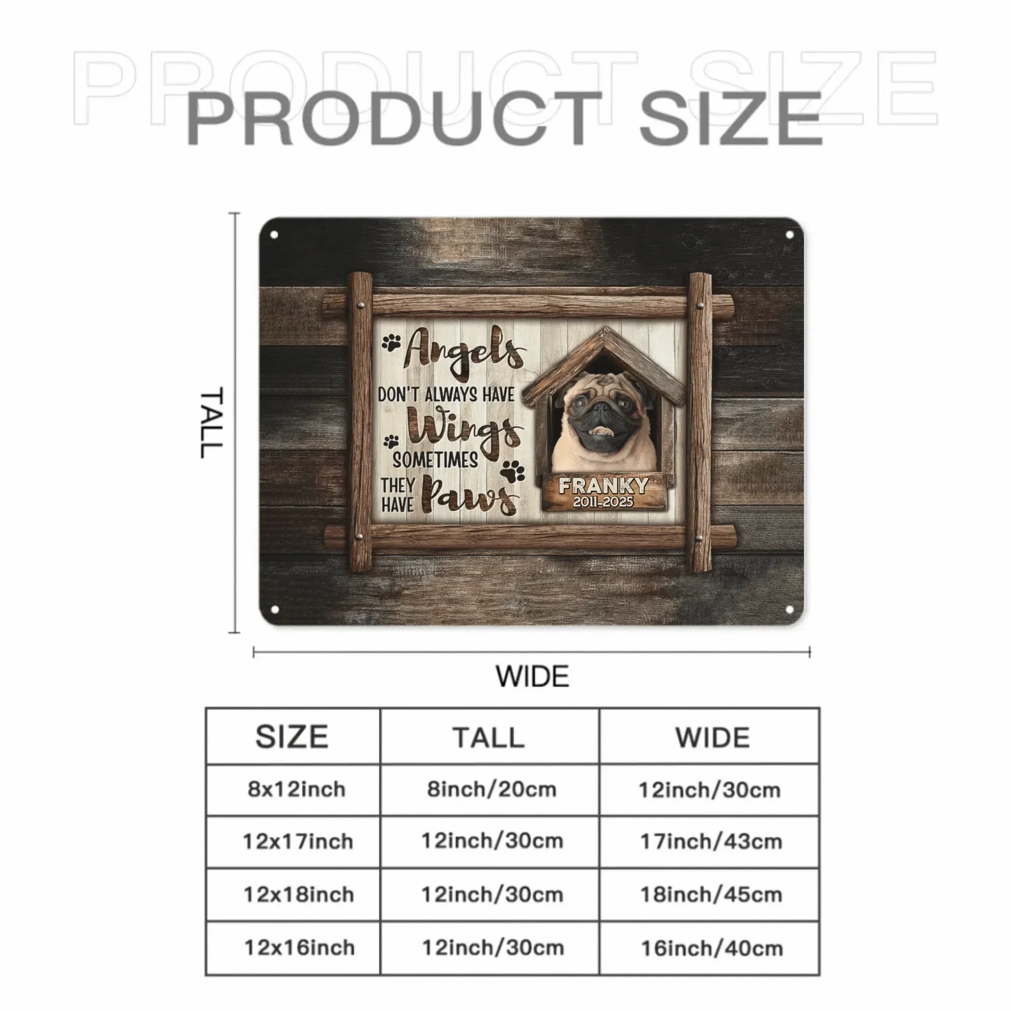 Custom Pet Memorial Wall Art - Personalized Decorative Painting of Pet's Photo,Name and Year - Gifts for Pet Lovers,Pet Owners - Joliny