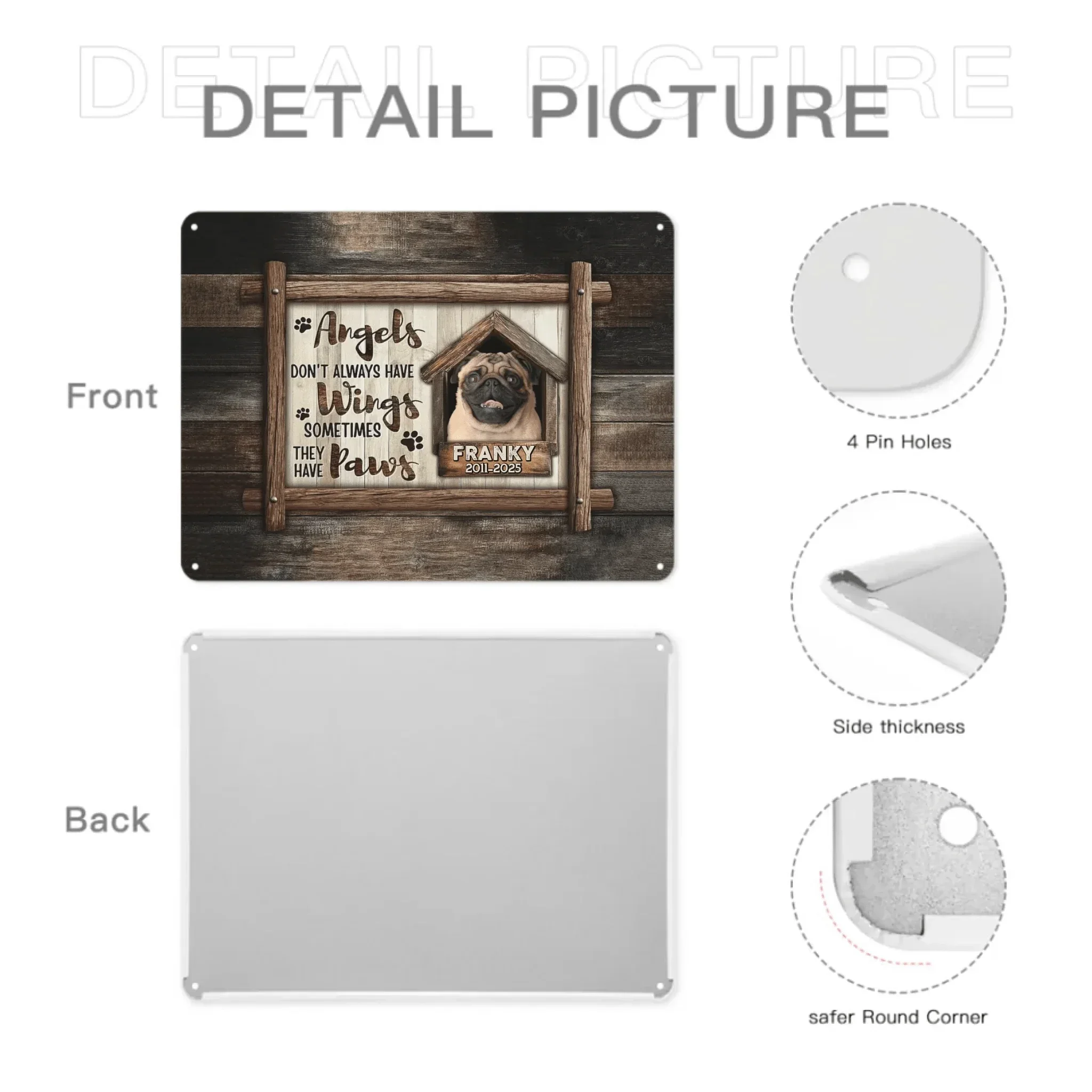 Custom Pet Memorial Wall Art - Personalized Decorative Painting of Pet's Photo,Name and Year - Gifts for Pet Lovers,Pet Owners - Joliny