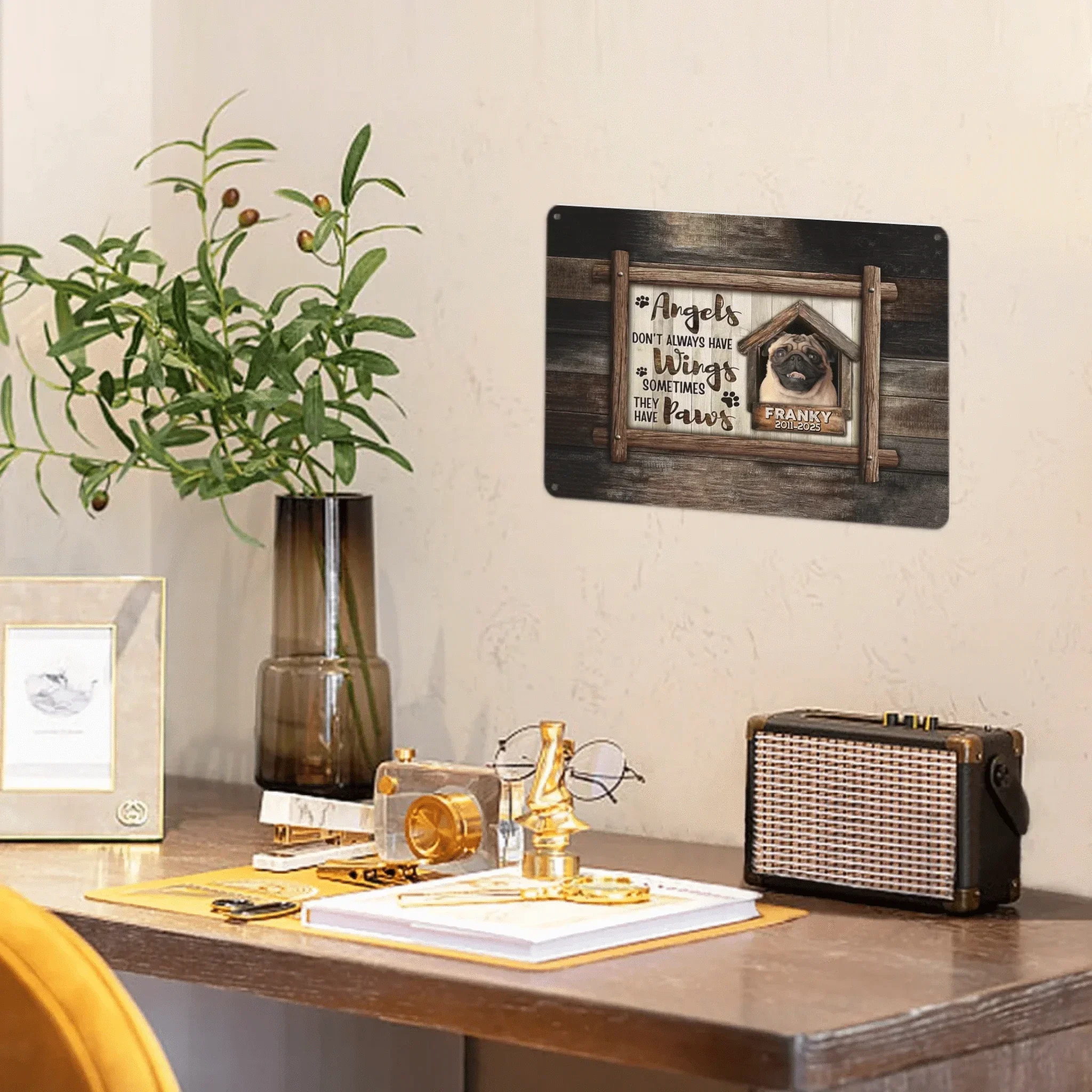 Custom Pet Memorial Wall Art - Personalized Decorative Painting of Pet's Photo,Name and Year - Gifts for Pet Lovers,Pet Owners - Joliny