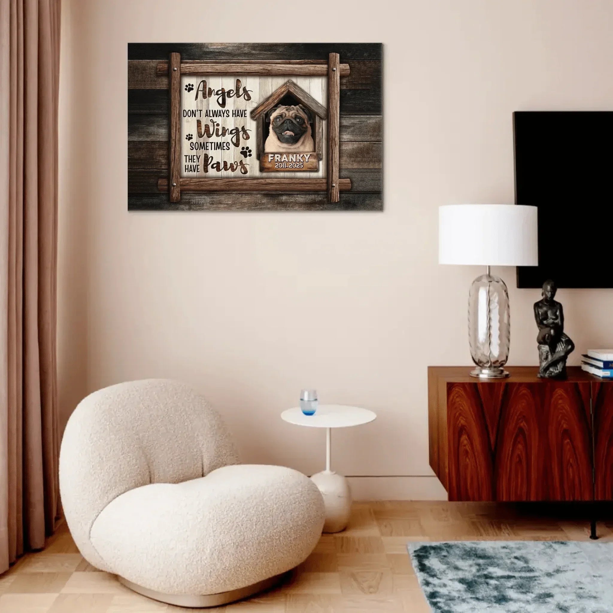 Custom Pet Memorial Wall Art - Personalized Decorative Painting of Pet's Photo,Name and Year - Gifts for Pet Lovers,Pet Owners - Joliny