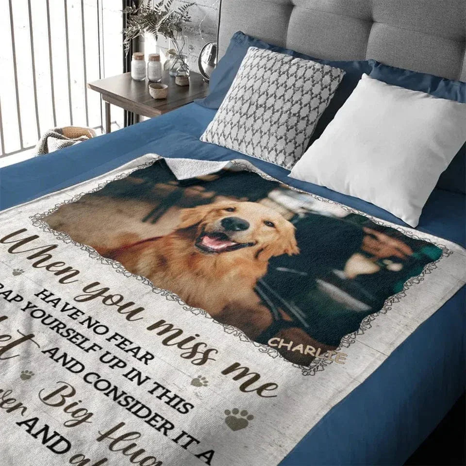 Custom Photo A Big Hug From Me - Memorial Personalized Custom Blanket - Sympathy Gift For Pet Owners, Pet Lovers - Joliny