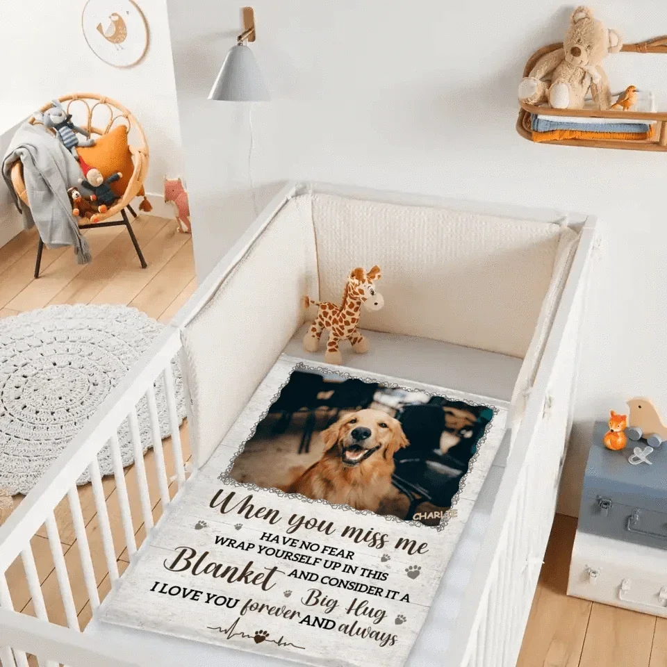 Custom Photo A Big Hug From Me - Memorial Personalized Custom Blanket - Sympathy Gift For Pet Owners, Pet Lovers - Joliny