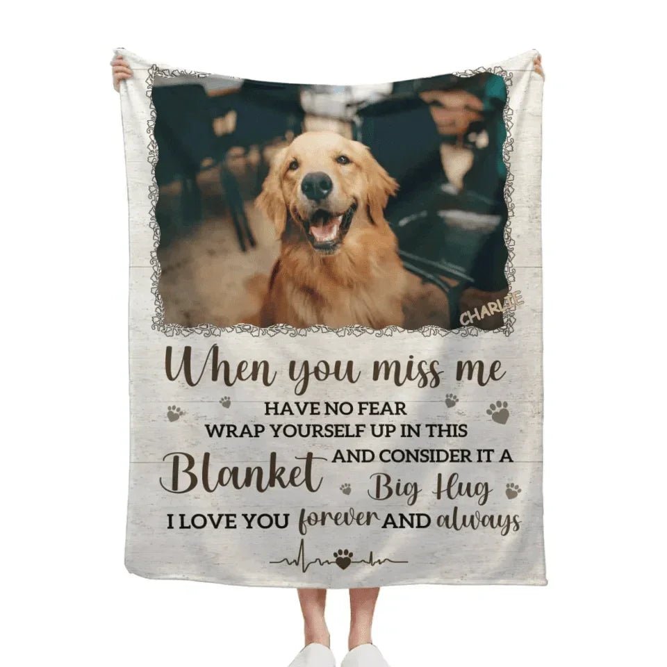 Custom Photo A Big Hug From Me - Memorial Personalized Custom Blanket - Sympathy Gift For Pet Owners, Pet Lovers - Joliny