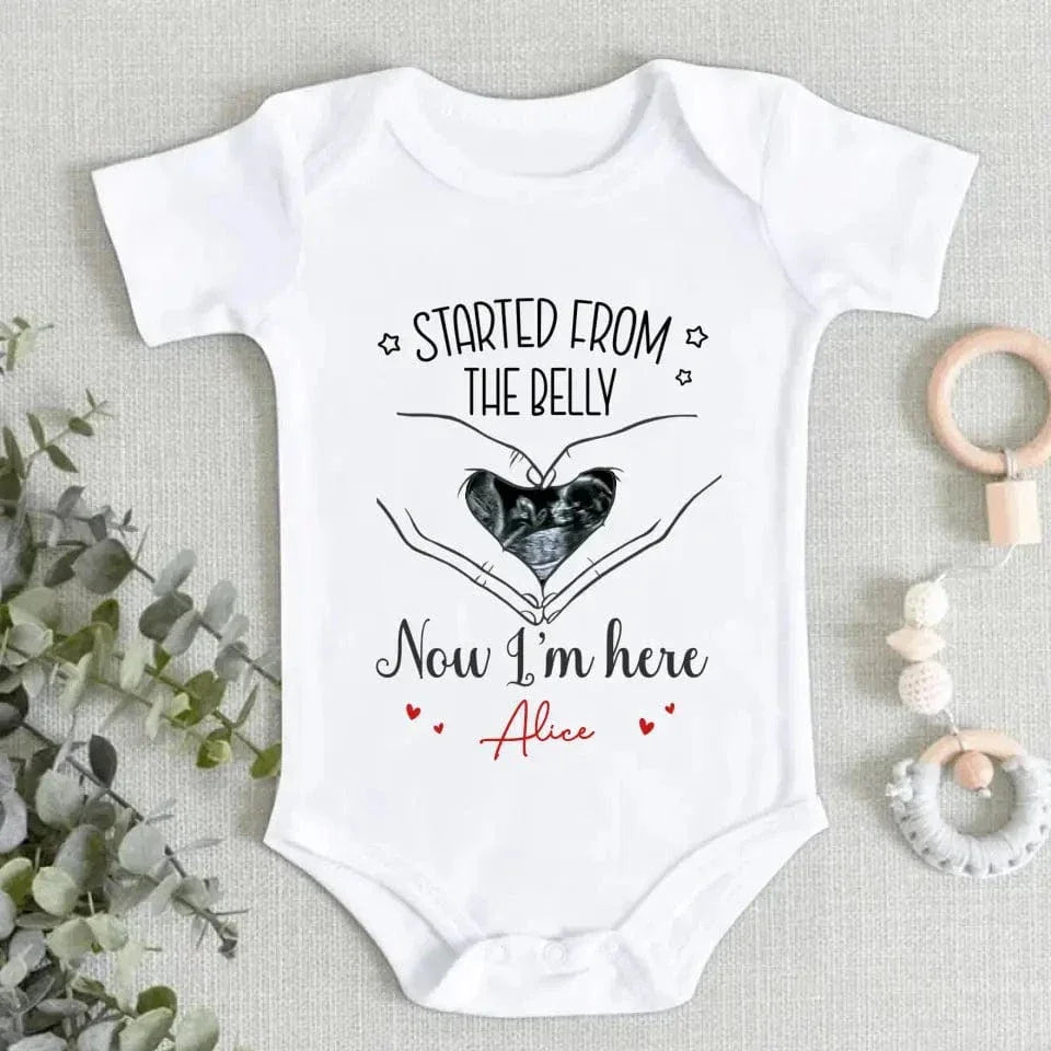 Custom Photo As Seen On Ultrasound - Family Personalized Custom Baby Onesie - Mother's Day, Baby Shower Gift, Gift For First Mom - Joliny