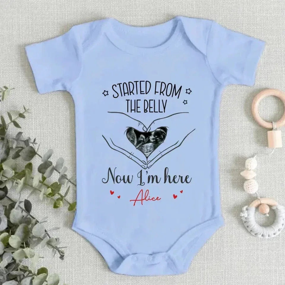 Custom Photo As Seen On Ultrasound - Family Personalized Custom Baby Onesie - Mother's Day, Baby Shower Gift, Gift For First Mom - Joliny