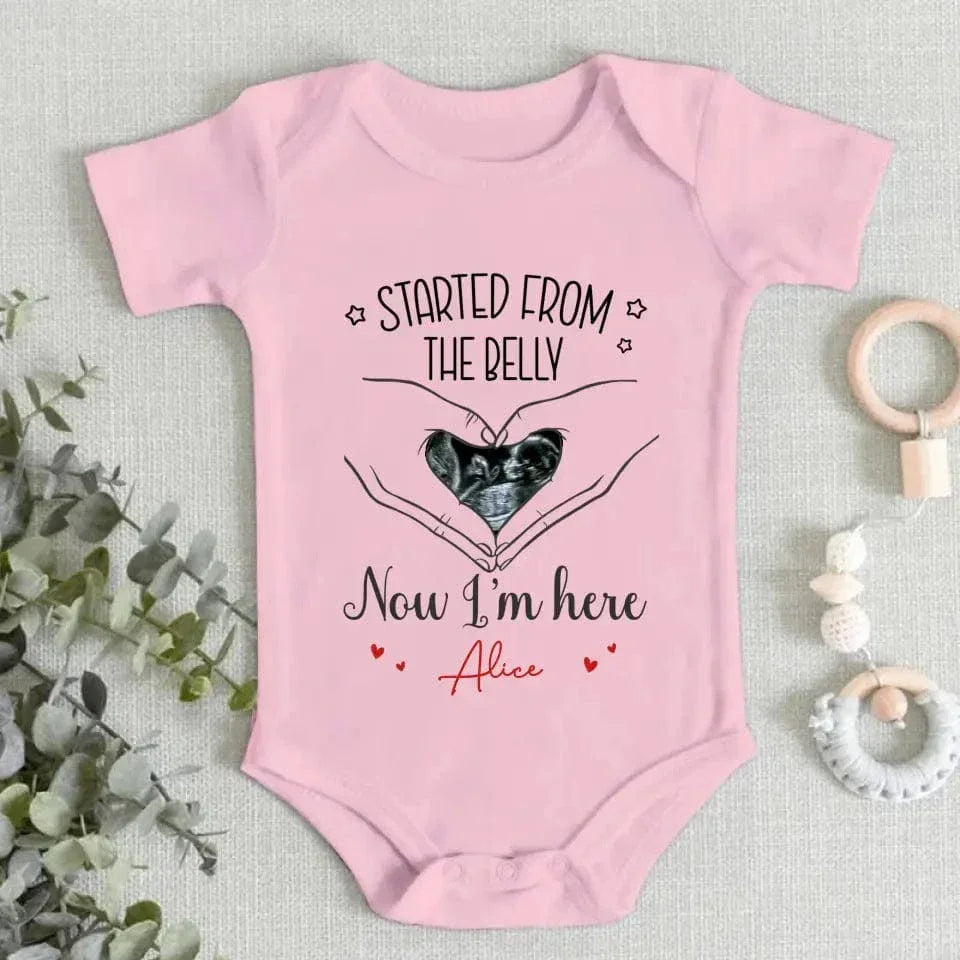 Custom Photo As Seen On Ultrasound - Family Personalized Custom Baby Onesie - Mother's Day, Baby Shower Gift, Gift For First Mom - Joliny