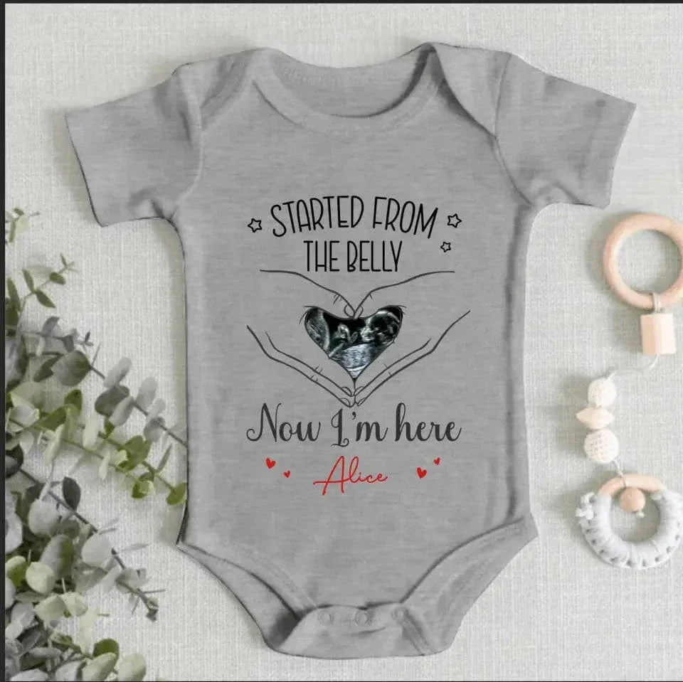 Custom Photo As Seen On Ultrasound - Family Personalized Custom Baby Onesie - Mother's Day, Baby Shower Gift, Gift For First Mom - Joliny