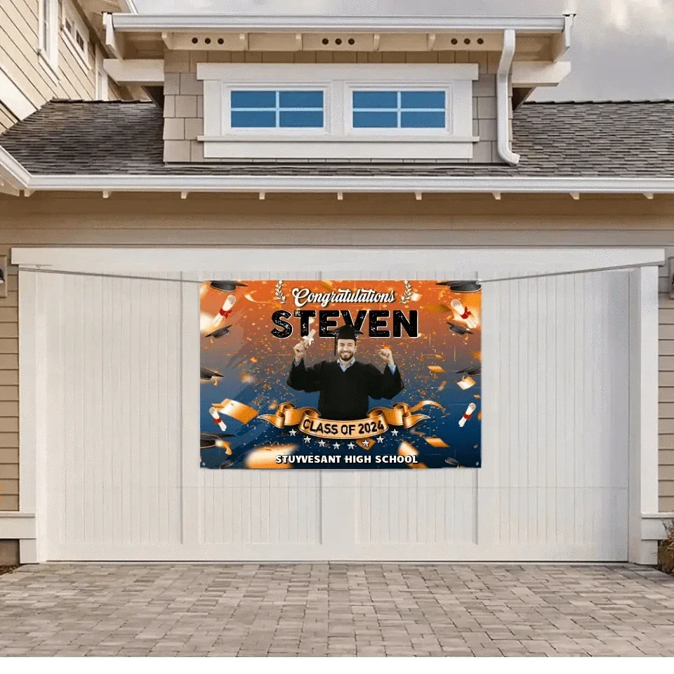 Custom Photo Congrats Class Of 2024 Graduation Backdrop Banner - Joliny