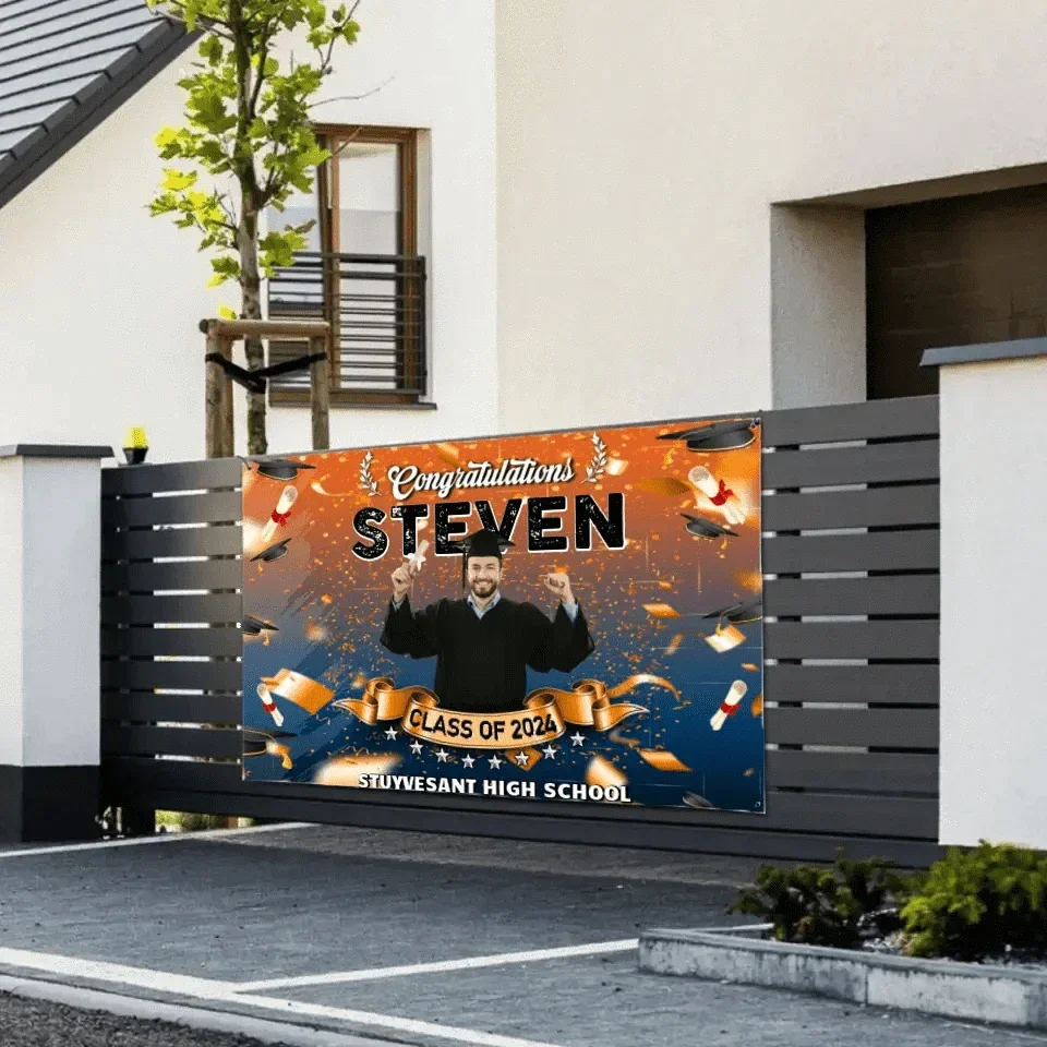 Custom Photo Congrats Class Of 2024 Graduation Backdrop Banner - Joliny
