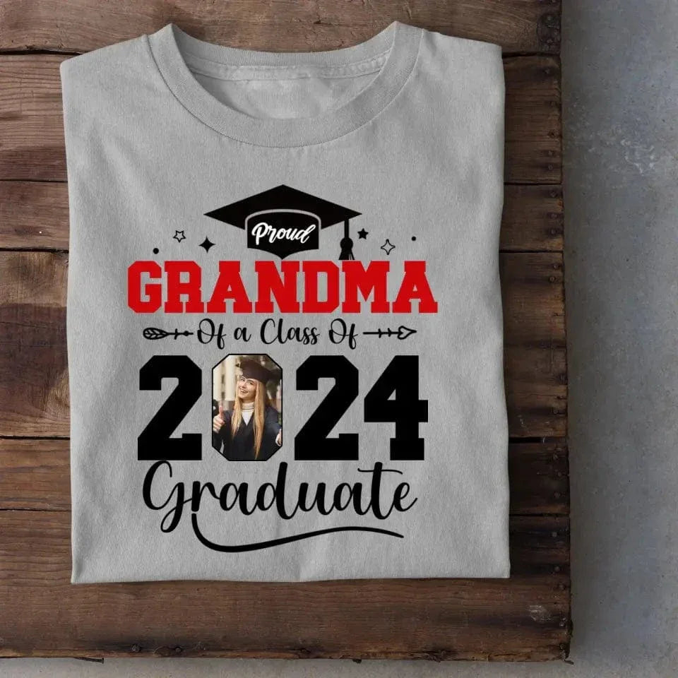 Custom Photo Family T Shirt - Proud Grandma Of A Class Of 2024 Graduation - Joliny