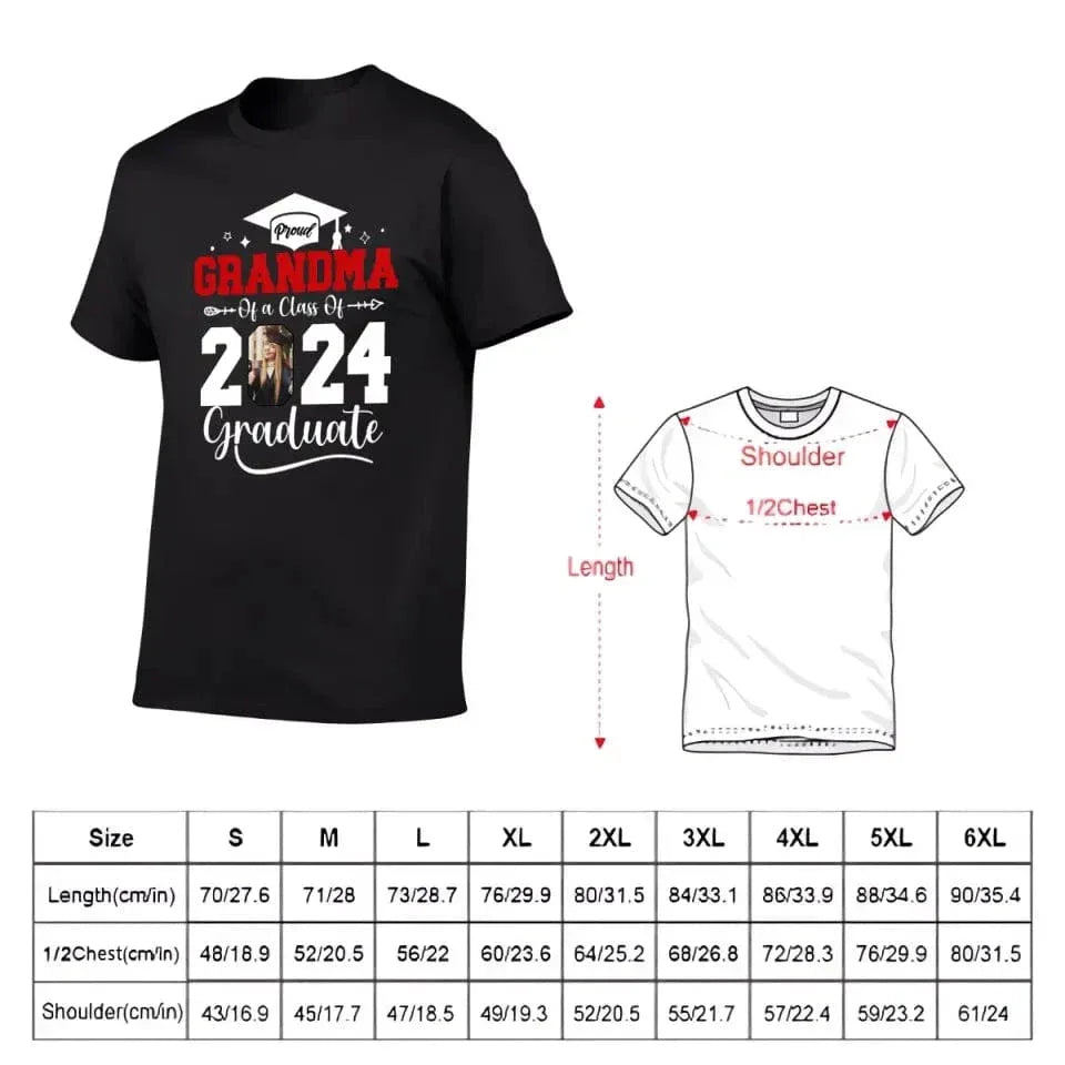 Custom Photo Family T Shirt - Proud Grandma Of A Class Of 2024 Graduation - Joliny