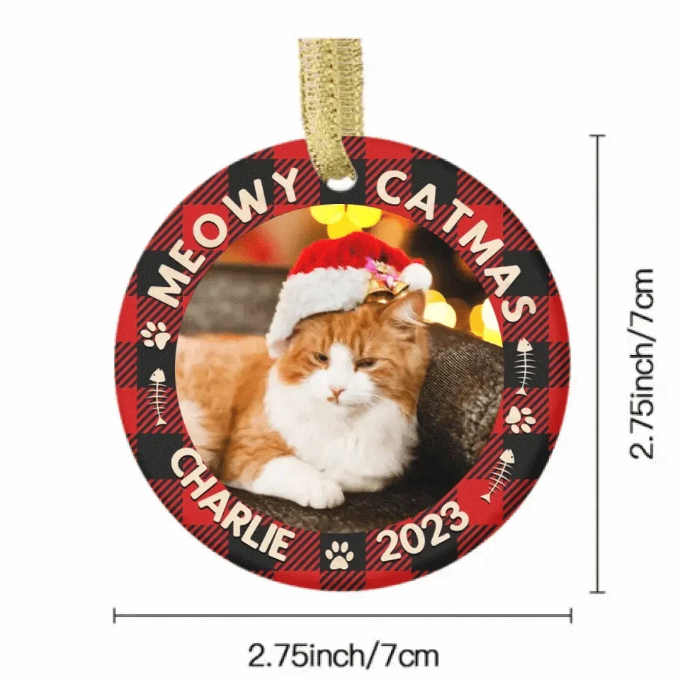 Custom Photo First Christmas - Dog & Cat & Baby Personalized Custom Ceramic Ornament - Christmas Gift For Family - Joliny
