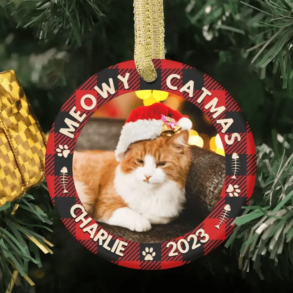 Custom Photo First Christmas - Dog & Cat & Baby Personalized Custom Ceramic Ornament - Christmas Gift For Family - Joliny