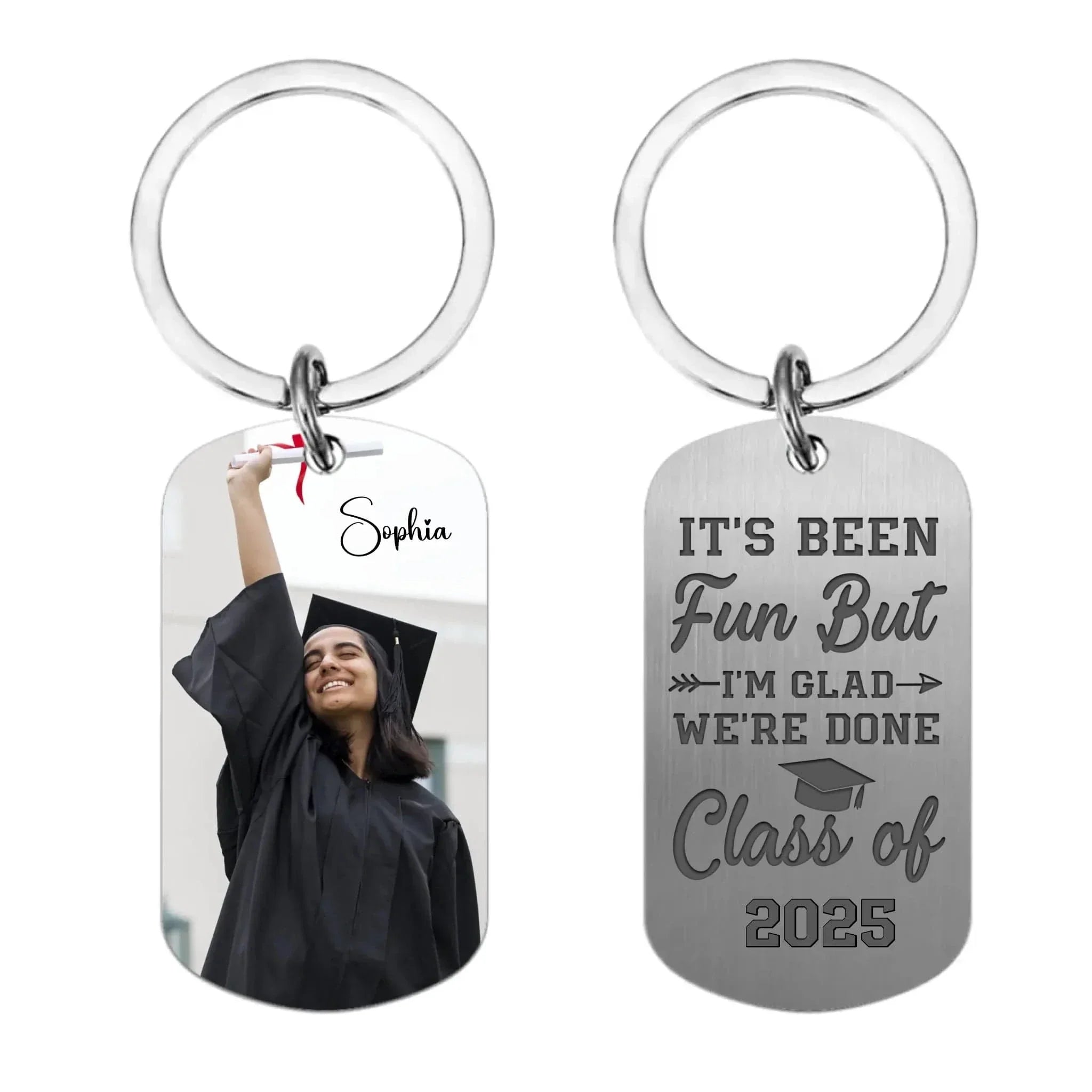 Custom Photo Graduation Keychain - It's Been Fun But I'm Glad We're Done - Gift For Graduates - Joliny