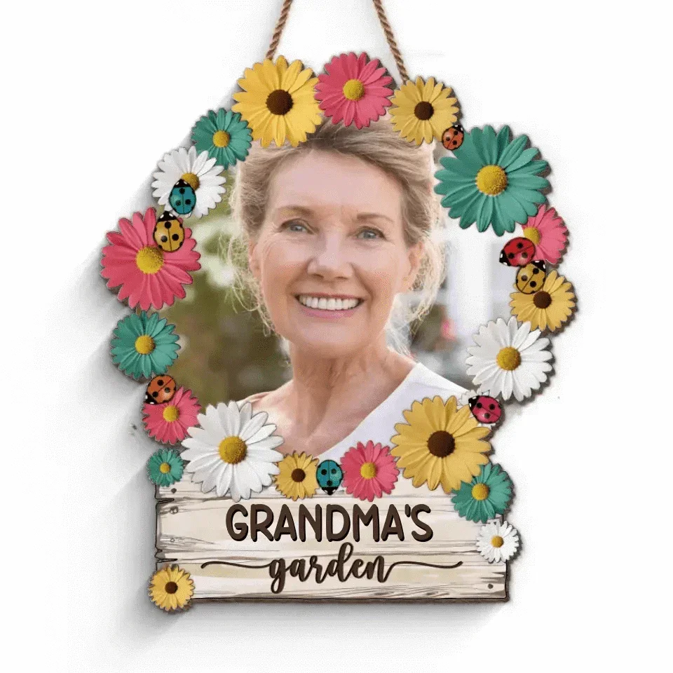 Custom Photo Grandma's Garden - Family Personalized Custom Shaped Home Decor Sign - House Warming Gift For Mom, Grandma - Joliny