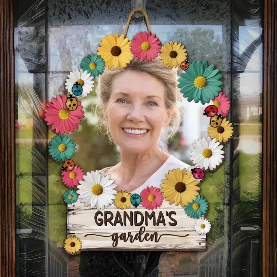 Custom Photo Grandma's Garden - Family Personalized Custom Shaped Home Decor Sign - House Warming Gift For Mom, Grandma - Joliny