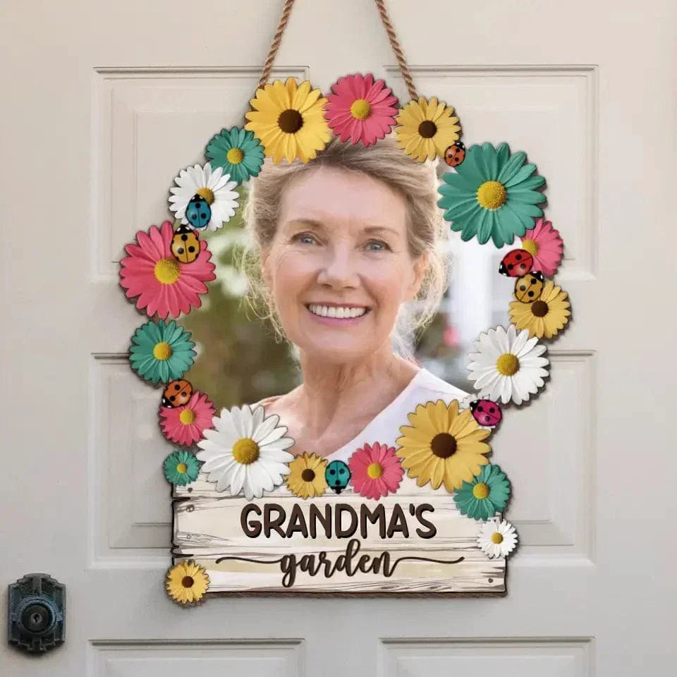 Custom Photo Grandma's Garden - Family Personalized Custom Shaped Home Decor Sign - House Warming Gift For Mom, Grandma - Joliny