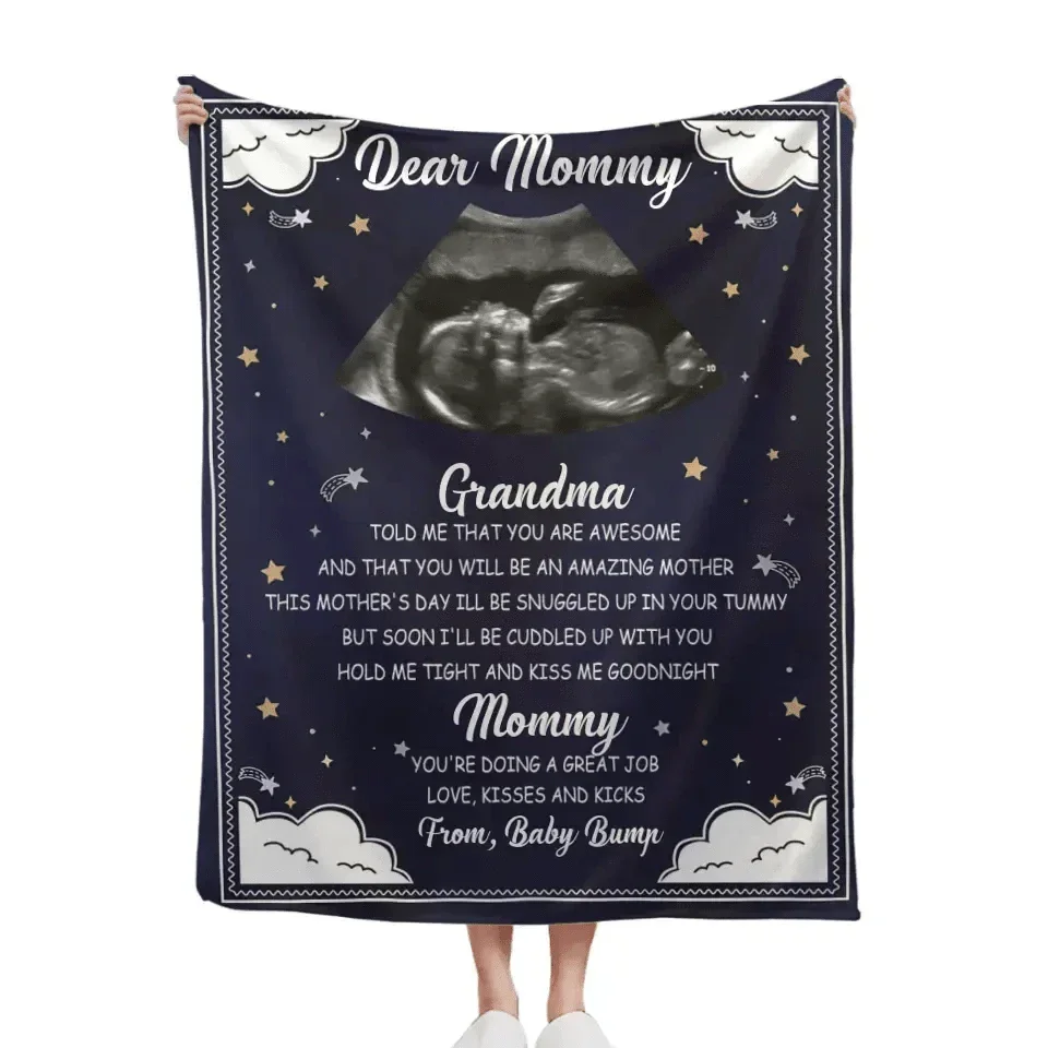 Custom Photo Hold Me Close To You - Family Personalized Blue Blanket - Baby Shower Gift - Joliny