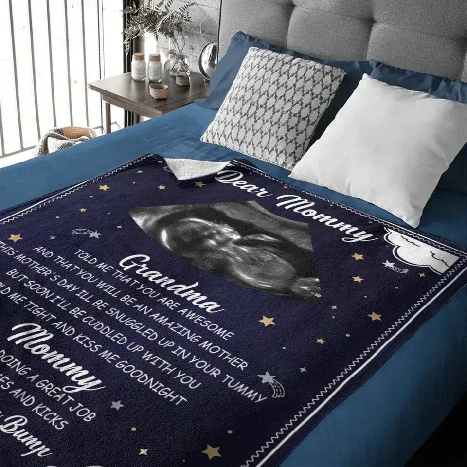 Custom Photo Hold Me Close To You - Family Personalized Blue Blanket - Baby Shower Gift - Joliny