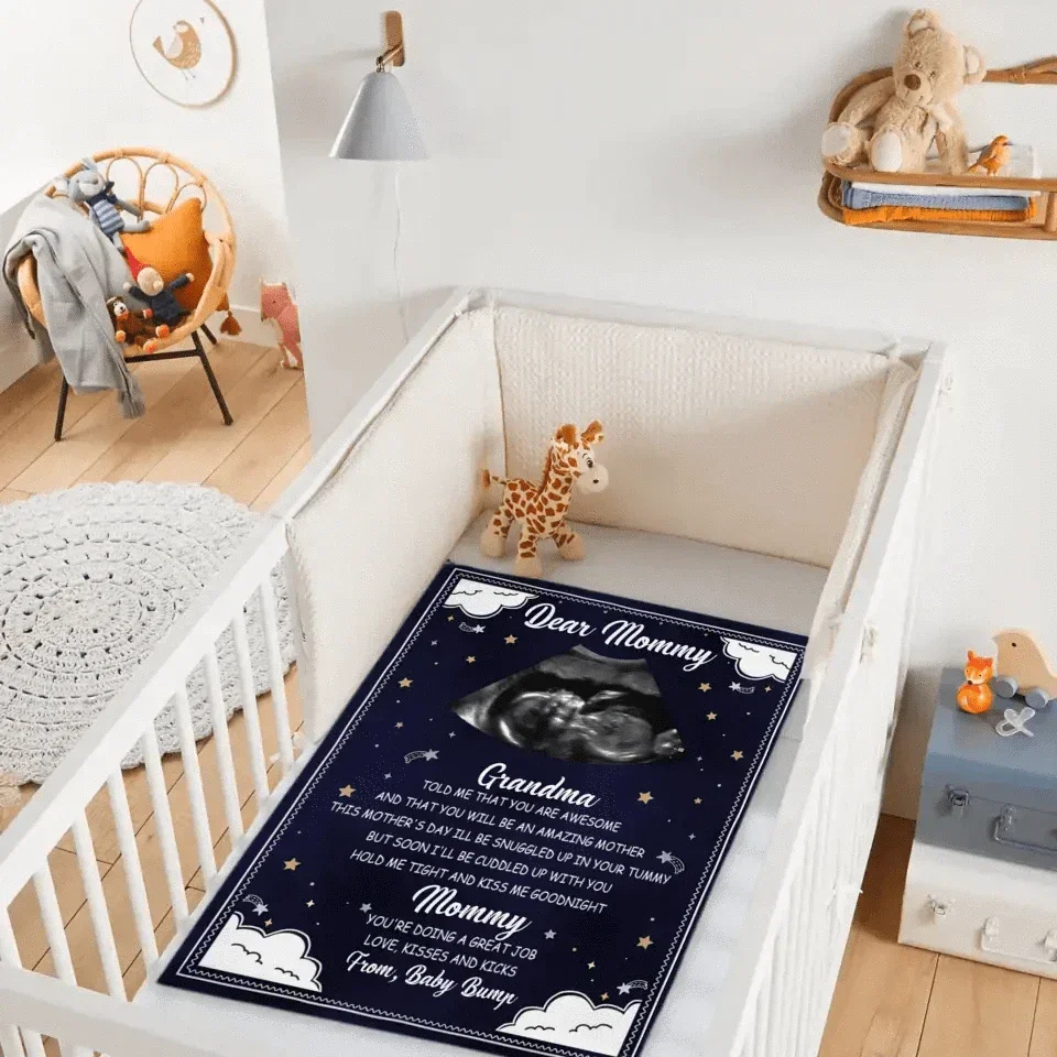 Custom Photo Hold Me Close To You - Family Personalized Blue Blanket - Baby Shower Gift - Joliny