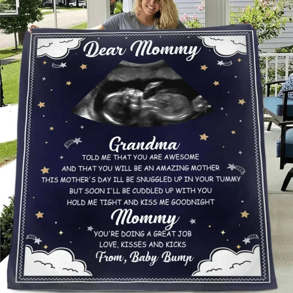 Custom Photo Hold Me Close To You - Family Personalized Blue Blanket - Baby Shower Gift - Joliny