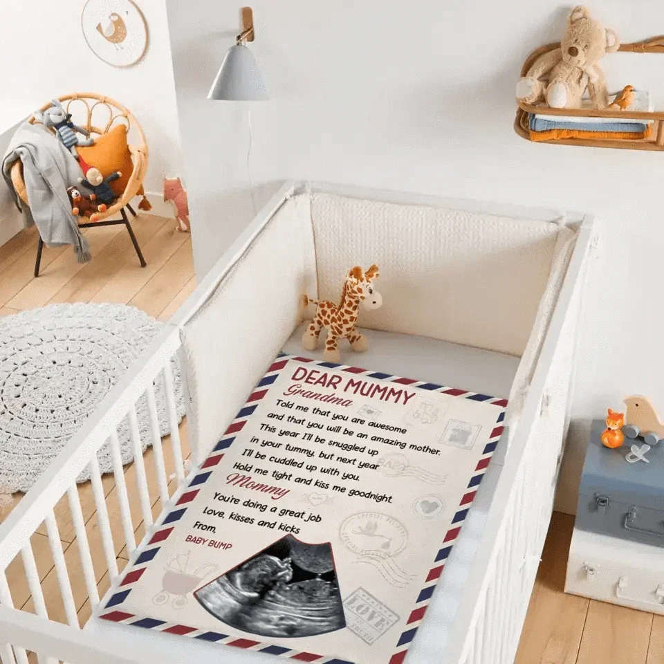 Custom Photo I'll Be Snuggled Up In Your Tummy - Family Personalized Custom Blanket - Baby Shower Gift, Gift For First Mom - Joliny