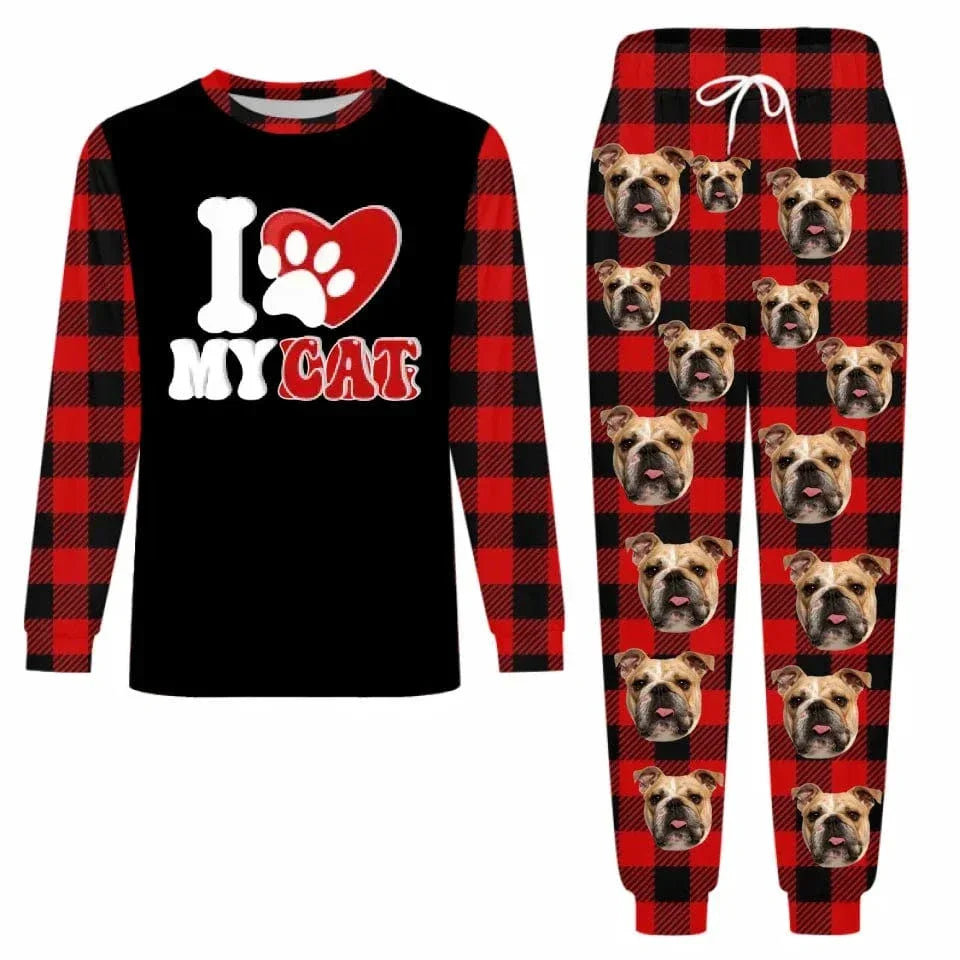 Custom Photo I Love My Dog Cat Pet - Personalized Unisex Pajamas Set - Gift Ideas for Pet Lovers - Joliny