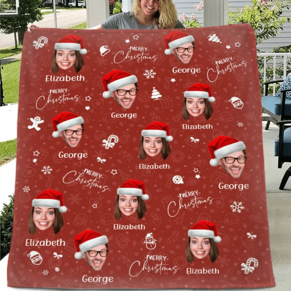 Custom Photo Joy Of Christmas Is Family - Family Personalized Custom Blanket - Christmas Gift For Family Members - Joliny