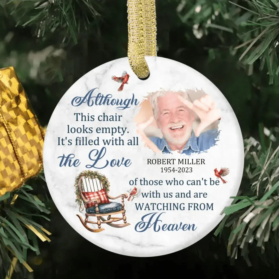 Custom Photo Memorial Ceramic Ornament - Sympathy Gift For Family Members - It's Filled With All The Love - Joliny