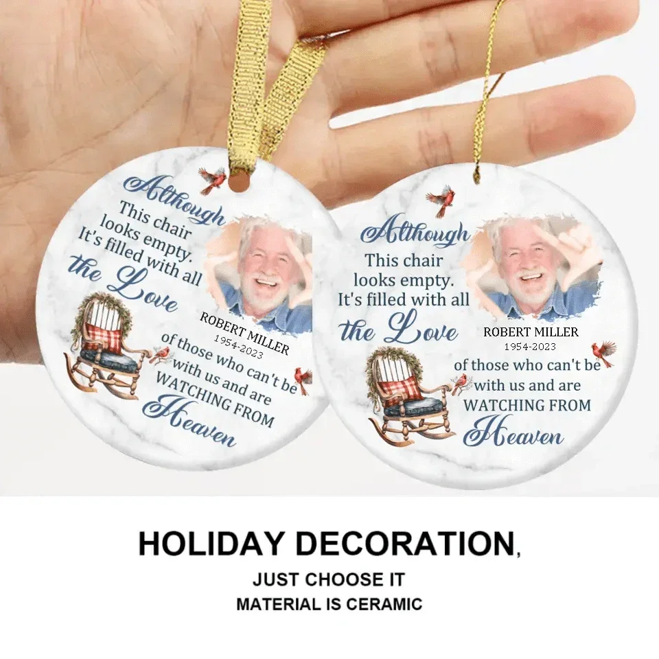 Custom Photo Memorial Ceramic Ornament - Sympathy Gift For Family Members - It's Filled With All The Love - Joliny
