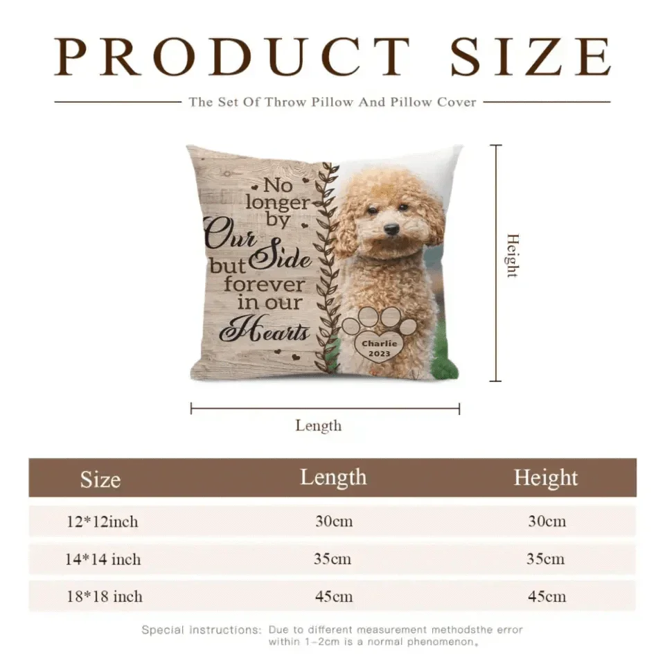 Custom Photo Memorial Personalized Pillow - No Longer By Our Side - Sympathy Gift For Pet Lovers - Joliny